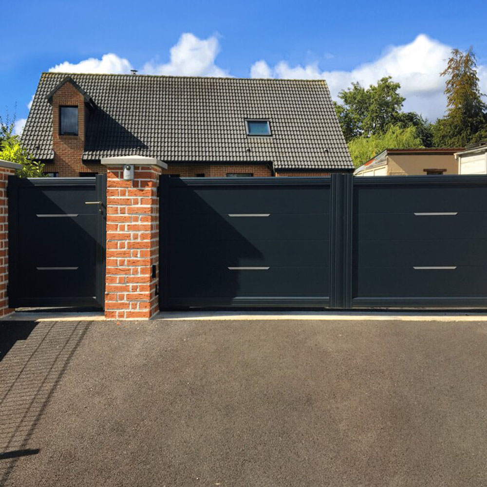 Conseil sur portail 2 battants pleins motorisés moderne pour immeubles à Toucy.